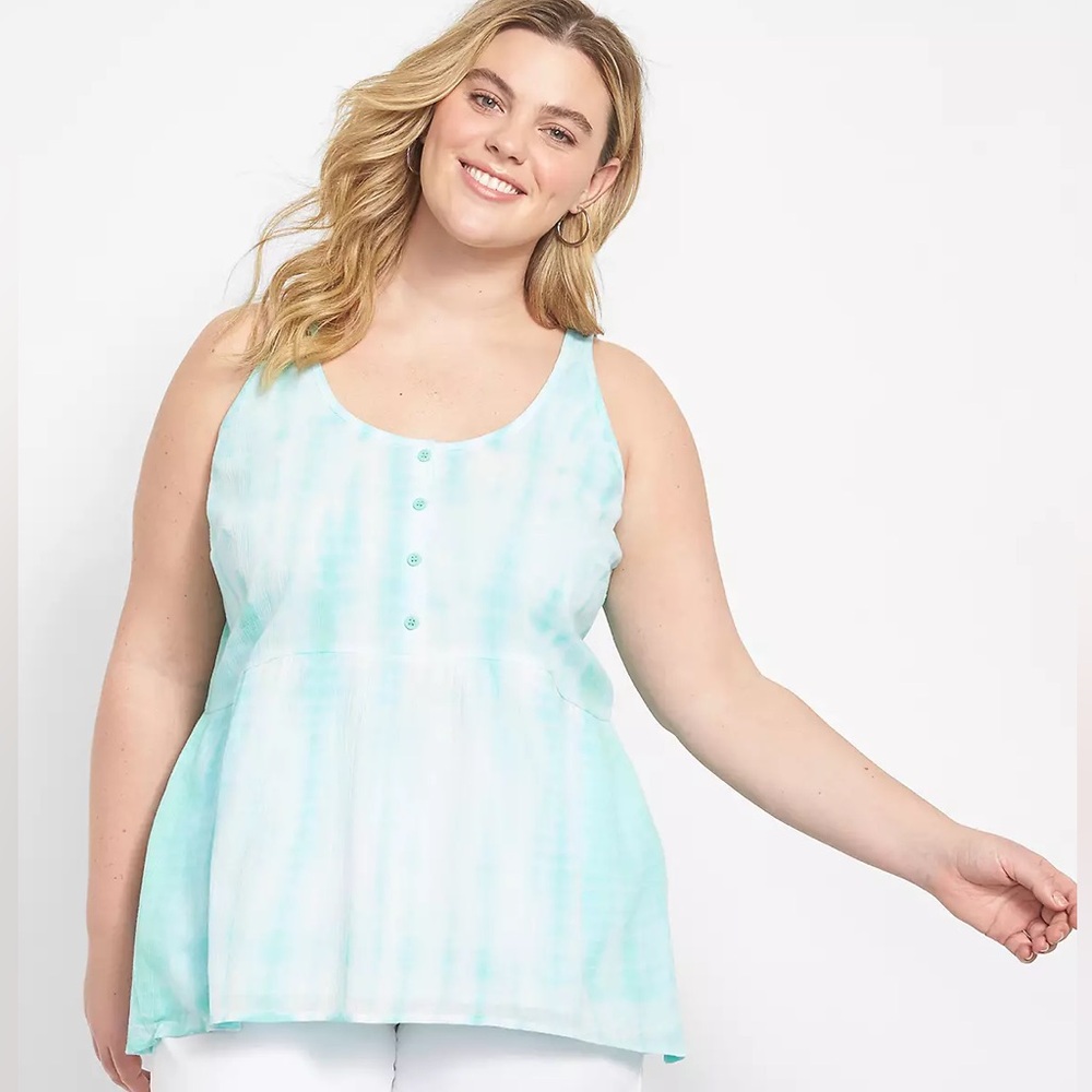 Lane Bryant Classic Henley Scoop-Neck Babydoll Tank